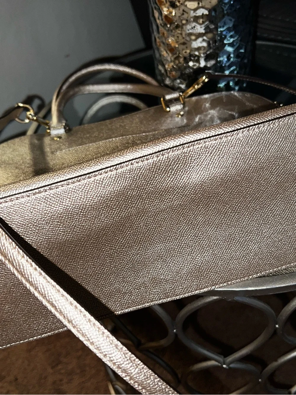 Coach Silver Dome Satchel with Gold-Tone Hardware